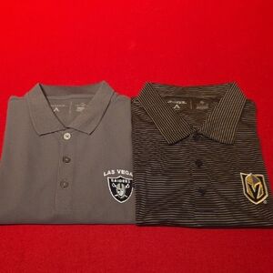 Lot of 2 Mens XL LV Raiders and Golden Knights Short Sleeve Polo Shirts